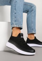 Czarne Buty Sportowe Sneakersy z Siateczkową Cholewką Helazia. Czarne obuwie sportowe casual damskie Renee, z jeansu. Za 59.99 zł.