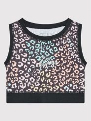 Guess Top J2YI31 MC01P Czarny Slim Fit. Czarne koszulki i t-shirty dziewczęce Guess, z aplikacjami, z syntetyku, bez kołnierzyka, bez ramiączek. Za 179.99 zł.