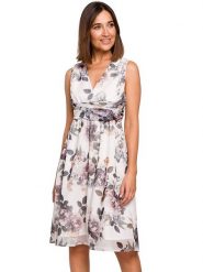 Stylove Sukienka w kolorze kremowym ze wzorem rozmiar: L. Brązowe sukienki damskie Stylove, bez wzorów, bez ramiączek. Za 225.57 zł.