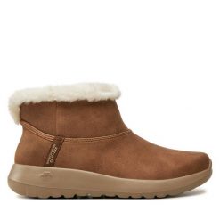 Botki Skechers. Brązowe botki damskie Skechers, bez obcasa, na płaskiej podeszwie, bez zapięcia. Za 339.99 zł.