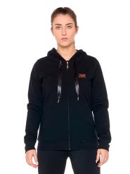Zimowa damska bluza z kapturem zapinana na zamek „Authentic Gold”. Czarne bluzy damskie LEONE 1947 APPAREL, na zimę, xs, bez wzorów, z bawełny, z kapturem. Za 357.85 zł.