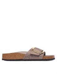 Birkenstock Klapki Madrid Big Buckle 1032935 Beżowy. Brązowe klapki damskie Birkenstock, bez wzorów, ze skóry, bez obcasa, bez zapięcia. Za 420.99 zł.