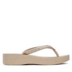 Japonki Ipanema. Brązowe klapki damskie Ipanema, bez wzorów, z meshu, bez obcasa, bez zapięcia. Za 99.99 zł.