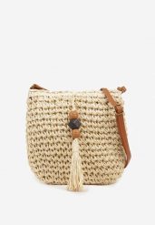 Beżowa Pleciona Torebka z Frędzlami Tirauri. Brązowe shopper bag Renee, z jeansu, bez dodatków. Za 49.99 zł.