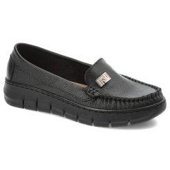 Czarne Półbuty Armodo Modne Obuwie Damskie Ze Skóry Naturalnej. Czarne półbuty damskie Armodo, bez wzorów, ze skóry, bez obcasa, bez zapięcia. Za 359.00 zł.