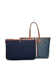 Tommy Hilfiger Torebka Th Monoplay Tote Stripe Le AW0AW18390 Niebieski. Niebieskie torebki klasyczne damskie Tommy Hilfiger, ze skóry, bez dodatków. Za 849.99 zł.