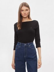 Tommy Hilfiger Bluzka New Cody WW0WW40589 Czarny Slim Fit. Czarne bluzki damskie Tommy Hilfiger, m, bez wzorów, z bawełny, bez kołnierzyka, bez ramiączek. Za 159.99 zł.