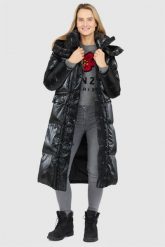 BLAUER Czarny puchowy płaszcz naomi z odpinanym kapturem. Czarne płaszcze damskie Blauer USA, s, bez wzorów, z poliamidu. W wyprzedaży za 1,709.99 zł.