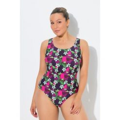 Damskie Kostium kąpielowy kwiaty bez miękkich miseczek okrągły dekolt. Czerwone stroje jednoczęściowe Ulla Popken, bez wzorów, z elastanu. Za 199.99 zł.