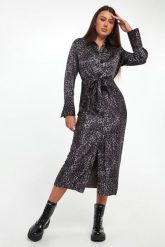 Sukienka midi w panterkę DKNY. Sukienki damskie DKNY, bez wzorów, bez ramiączek. Za 669.00 zł.