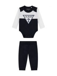 Guess Komplet body i spodnie H6YG04 4K4125 Czarny. Czarne spodnie niemowlęce Guess, z aplikacjami, z bawełny. Za 194.99 zł.