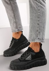 Czarne Sneakersy Christelle. Czarne obuwie sportowe damskie Renee, z gumy, przed kostkę, bez zapięcia. Za 99.99 zł.