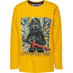 Koszulka w kolorze żółtym. Żółte t-shirty i koszulki chłopięce Lego Wear Fashion, z nadrukiem, z bawełny, z okrągłym kołnierzem, z długim rękawem. W wyprzedaży za 35.95 zł.