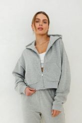 BLUZA AGA SZARY MELANŻ M - Flawless. Szare bluzy damskie Flawless, m, bez wzorów, z bawełny, bez kaptura. Za 396.00 zł.