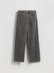 Jeansy wide leg - szary. Szare jeansy damskie Reserved, z podwyższonym stanem. Za 139.99 zł.