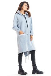 Ciepła długa bluza damska jak parka bawełna premium szara. Szare parki damskie Infinite You, l, z bawełny, z kapturem. Za 319.00 zł.