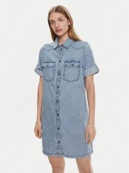 Noisy May Sukienka jeansowa New Signe 27030041 Niebieski Loose Fit. Niebieskie sukienki damskie Noisy may, bez wzorów, z bawełny, bez ramiączek. Za 109.99 zł.