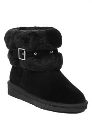 NICEBAY Skórzane botki zimowe "Eira" w kolorze czarnym rozmiar: 37. Czarne botki damskie NICEBAY, na zimę, z materiału, bez obcasa, bez zapięcia. Za 221.36 zł.