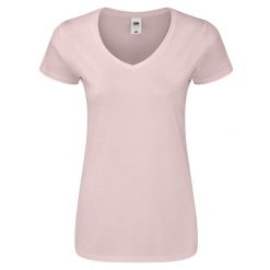 Koszulka Damska Z Dekoltem W Kształcie Litery V. Czerwone bluzki damskie Fruit of the Loom, xl, bez wzorów, sportowe, bez kołnierzyka, bez ramiączek. Za 33.99 zł.