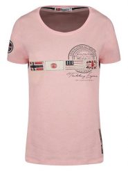 Geographical Norway Koszulka "Jorama" w kolorze jasnoróżowym rozmiar: XL. Różowe bluzki damskie Geographical Norway, xl, bez wzorów, z bawełny, bez kołnierzyka, bez ramiączek. Za 79.03 zł.