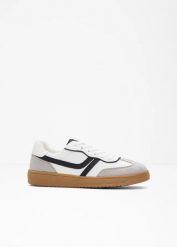 Sneakersy. Białe obuwie sportowe casual damskie bonprix, bez zapięcia. Za 124.99 zł.
