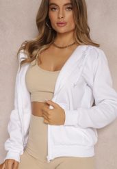 Biała Bluza z Kapturem Harasphei. Białe bluzy damskie Renee, l, bez wzorów, z jeansu, z kapturem. Za 54.99 zł.