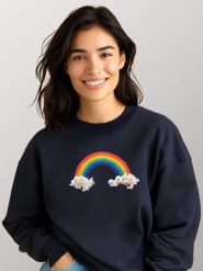 WOOOP Bluza "Candy rainbow" w kolorze granatowym rozmiar: XXL. Niebieskie bluzy damskie Wooop, xxl, bez wzorów, z bawełny, bez kaptura. Za 108.99 zł.