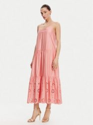 Fracomina Sukienka letnia FJ25SD3001W400E5 Koralowy Relaxed Fit. Pomarańczowe sukienki damskie Fracomina, bez wzorów, z bawełny, bez ramiączek. Za 529.99 zł.