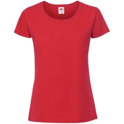 Koszulka Damska Iconic 190. Czerwone bluzki damskie Fruit of the Loom, m, bez wzorów, sportowe, bez kołnierzyka, bez ramiączek. Za 37.99 zł.