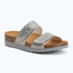 Klapki damskie Scholl Lusaka 2.0 Med. Niebieskie klapki damskie Scholl, bez wzorów, ze skóry, bez obcasa, bez zapięcia. Za 289.99 zł.