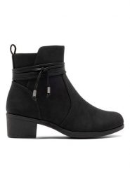 Clara Barson Botki ADALYN WFA2518-3 Czarny. Czarne botki damskie Clara Barson, ze skóry, bez obcasa, na słupku, bez zapięcia. Za 139.99 zł.