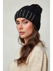 Soft Cashmere Czapka w kolorze czarnym rozmiar: onesize. Czarne czapki damskie Soft Cashmere, z aplikacjami, ze skóry. Za 104.14 zł.