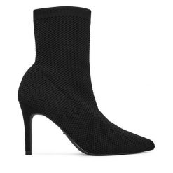 Botki DeeZee. Czarne botki damskie DeeZee, bez obcasa, na szpilce, bez zapięcia. Za 189.99 zł.