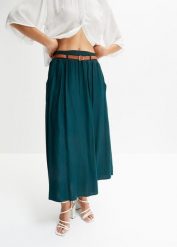 Spódnica maxi z lejącej się wiskozy (zestaw 2-cz.). Zielone spódnice damskie bonprix, bez wzorów, z wiskozy, maxi. Za 122.99 zł.