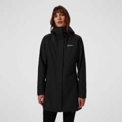 Parka przeciwdeszczowa damska Berghaus Omeara Long Shell Jacket. Czarne parki damskie Berghaus, s, bez kaptura. Za 714.99 zł.