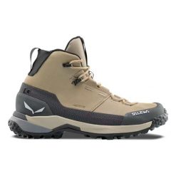 Damskie buty trekkingowe Salewa Puez Leather Mid PTX. Brązowe obuwie trekkingowe damskie Salewa, z nubiku, bez zapięcia. Za 883.20 zł.