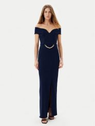 Rinascimento Sukienka wieczorowa CFC012361000 Granatowy Regular Fit. Niebieskie sukienki damskie Rinascimento, bez wzorów, z syntetyku, wizytowe, bez ramiączek. Za 549.99 zł.