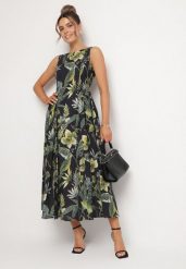 Czarna Bawełniana Sukienka Rozkloszowana we Florystyczny Print Liliova. Czarne sukienki damskie Born2be, bez wzorów, z bawełny, klasyczne, bez ramiączek. Za 229.99 zł.