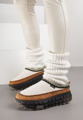 Beżowe Niskie Śniegowce na Grubej Tłoczonej Podeszwie Arevire. Brązowe śniegowce damskie Born2be, z jeansu. Za 89.99 zł.