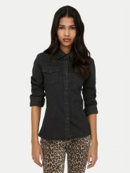 ONLY Koszula jeansowa Sasia 15352339 Czarny Slim Fit. Czarne koszule damskie Only, l, bez wzorów, z bawełny, bez kołnierzyka, bez ramiączek. Za 129.99 zł.