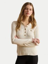 LAUREN RALPH LAUREN Sweter 200P03459003 Kremowy Slim Fit. Białe swetry klasyczne damskie Lauren Ralph Lauren, s, z wiskozy, bez kołnierzyka. Za 989.99 zł.