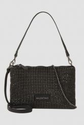 VALENTINO Czarna damska torebka z cyrkoniami Nabilah Pochette. Czarne torebki wieczorowe damskie Valentino by Mario Valentino, bez wzorów, z poliamidu, bez dodatków. W wyprzedaży za 239.99 zł.