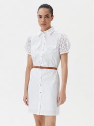 Fracomina Sukienka koszulowa FR25SD1009W682V8 Biały Slim Fit. Białe sukienki damskie Fracomina, bez wzorów, z bawełny, bez ramiączek. Za 499.99 zł.