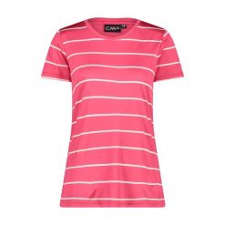 Koszulka w paski z okrągłym dekoltem damska CMP. Czerwone bluzki damskie CMP, bez wzorów, sportowe, bez kołnierzyka, bez ramiączek. Za 135.45 zł.