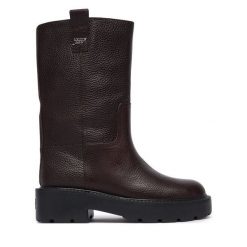 Kozaki Tommy Jeans. Brązowe kozaki damskie Tommy Jeans, z jeansu, bez obcasa, bez zapięcia. Za 799.99 zł.