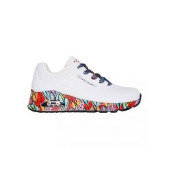 Buty sportowe Sneakersy damskie, Uno - Ravaged Love. Białe obuwie sportowe casual damskie Skechers, trekkingowe. Za 449.99 zł.