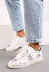 Białe Sneakersy Sateen. Białe obuwie sportowe damskie Born2be, bez zapięcia. Za 49.99 zł.