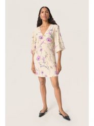 Soaked in Luxury Sukienka w kolorze kremowo-fioletowym rozmiar: S. Brązowe sukienki damskie Soaked in Luxury, bez wzorów, z wiskozy, klasyczne, bez ramiączek. Za 165.99 zł.