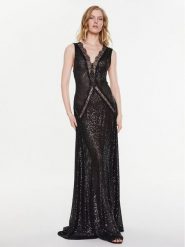 Elisabetta Franchi Sukienka wieczorowa AB-366-32E2-V740 Czarny Regular Fit. Czarne sukienki damskie Elisabetta Franchi, bez wzorów, z syntetyku, wizytowe, bez ramiączek. Za 1,619.00 zł.