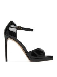 Eva Minge Sandały EO-VIOLET-LT2521-3-1 Czarny. Czarne sandały damskie Eva Minge, bez wzorów, z lakierowanej skóry, bez obcasa, na szpilce, bez zapięcia. Za 429.99 zł.